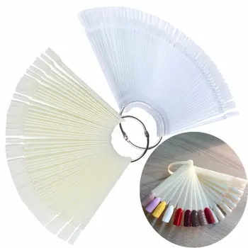 

Hot sale 1 Set Nail Tips Clear Full Fan Finger Card Nail Art Practice Tool Portable Tool