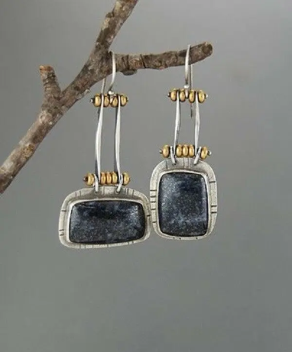 

Black Silver Earrings Wedding Drop Gemstone Vintage Onyx Dangle Women Engagement Fashion Earrings For Women