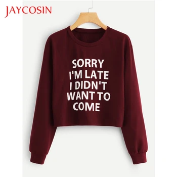 

JAYCOSIN Women Sweatshirt Autumn Winter Long Sleeve Letter Printing Short Pullover Sweatshirt Tops Ladies Sports Sweatshirt820#2