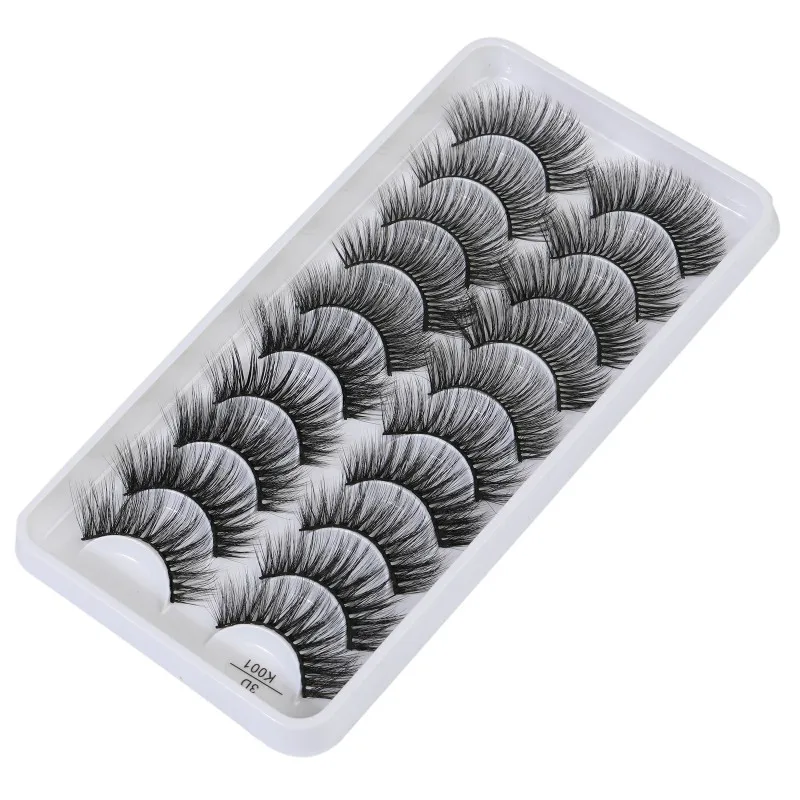 

10Pairs False Eyelashes Natural 3D Mink Lashes Wispy Faux Mink Eyelashes Handmade Fake Eyelash Extension Reusable Makeup Tool