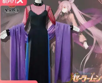 

Sailor Moon Princess Chibi Usa Small Cosplay Costume Lady Serenity Tsukino Usagi Party Long Tail Black Dress