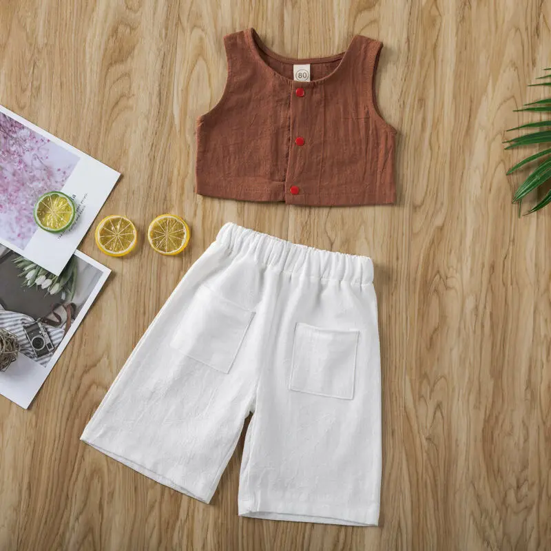 

PUDCOCO Kids Girls Clothing Sets linen casual sets Tops+Pants Outfits Summer Infant Baby Girl Newborn Cotton Linen Outfit Set