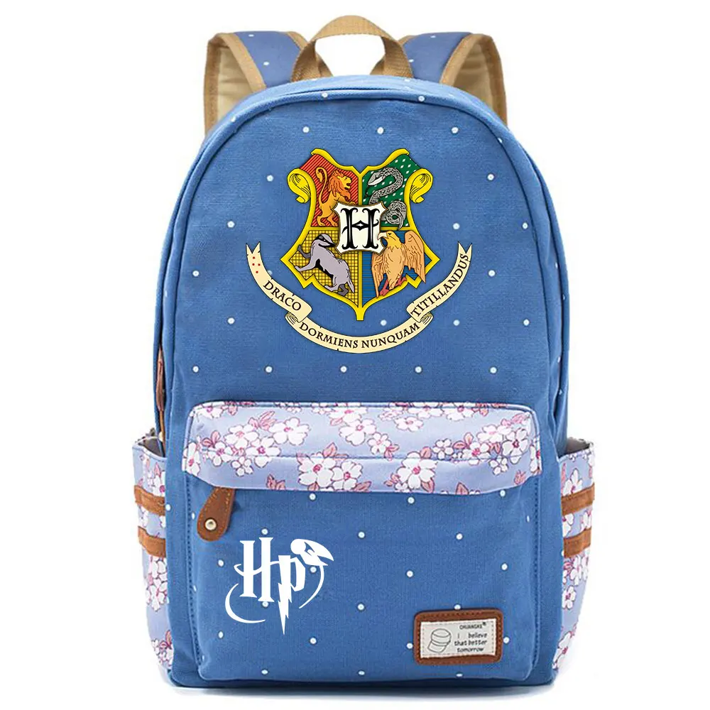 F0304 магический Хогвартс, школьный рюкзак с принтом логотипа, детский школьный рюкзак для девочек, женский рюкзак, Подростковый холщовый женский рюкзак - Цвет: F03-01