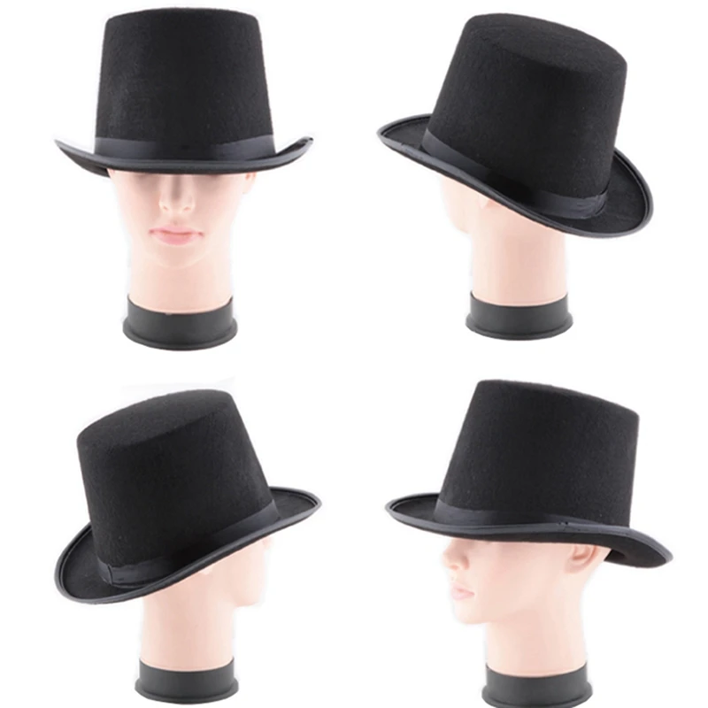 16 см высота панк черная шляпка Хэллоуин реквизит фетровые шапки Millinery/Волшебная Магия шляпа для фокусов