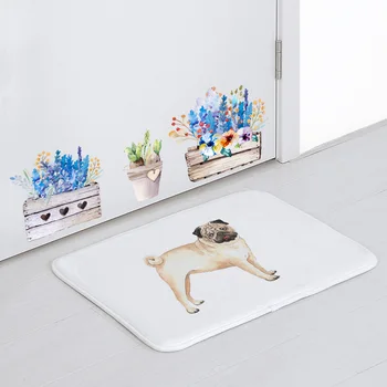 

Simple Luxury Dog Door Mat White Shiba Inu Chow Chow German Shepherd Cartoon Carpet Coral Fleece Bathroom Non-Slip Floor Mat
