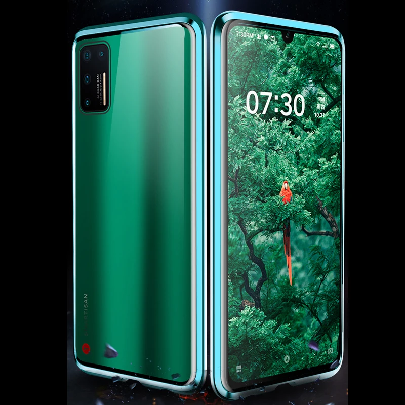 Изумрудно-зеленый чехол для Smartisan Nut Pro 3, металлический двухсторонний чехол из закаленного стекла, гайка Pro3, алюминиевый прозрачный чехол