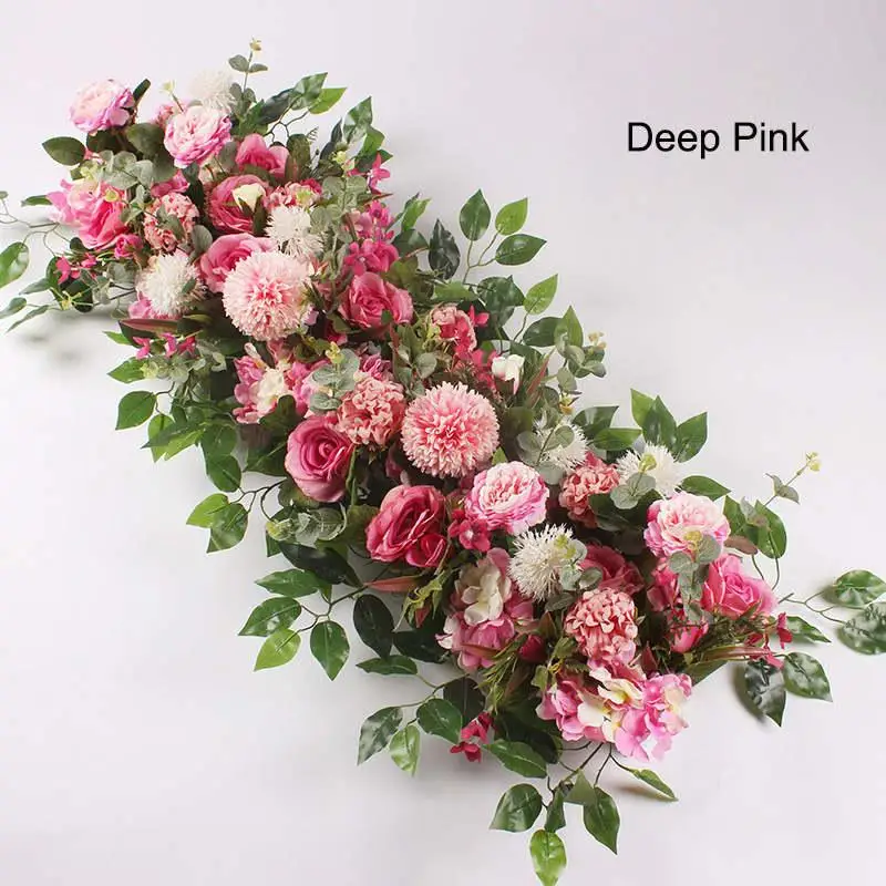 Deep Pink 50 см, 100 см, сделай сам, ряд цветов, акантосфера, роза, эвкалипт, Свадебный декор, цветы, роза, пион, Гортензия, растение, искусственный цветок, арка - Цвет: Deep Pink