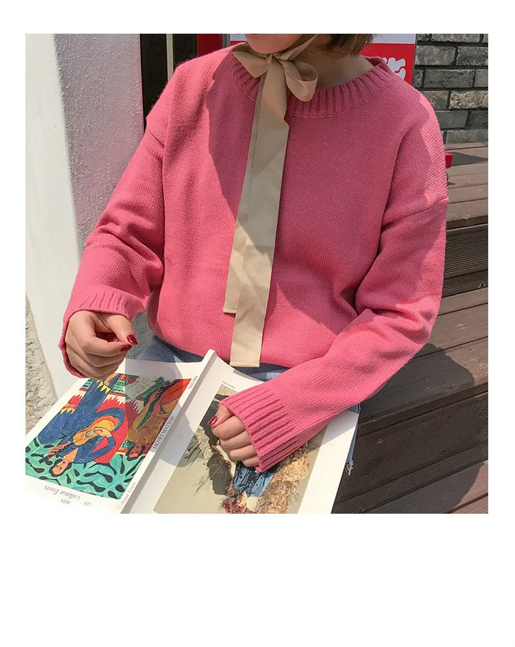 Neploe Pull Femme осенне-зимний женский свитер корейский однотонный Вязаный топ с длинными рукавами Свободный Повседневный пуловер Джемперы 54055
