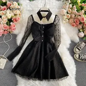 Summer Women's White Dress Square Collar Lace Patchwork Hollow Elegant Sexy Party Dress Female Robe
