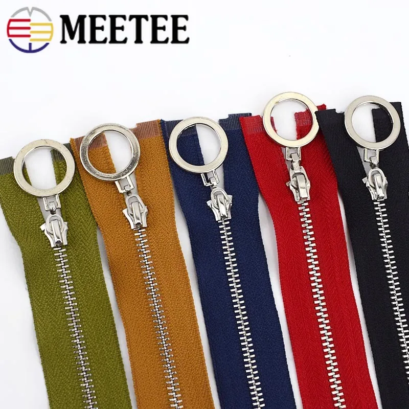 Meetee 2/5pcs 20-70cm 3# Metal Zipper Auto Lock Ring Silder Silver Tooth Decor Zip DIY Sewing Garment Purse Accessories | Дом и сад