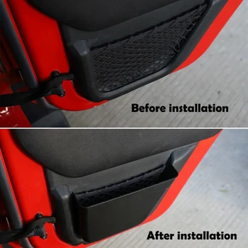 

Auto Storage Box Front+Rear Door Pocket Organizer For Jeep Wrangler JK 11+ Black ABS