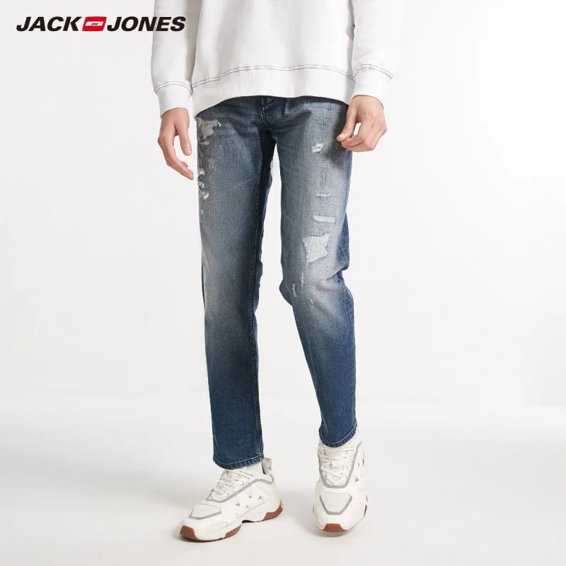 DENIM BLUE JackJones зимняя мужская мода тренд стрейч джинсы длинные брюки 218432524 - Цвет: DENIM BLUE