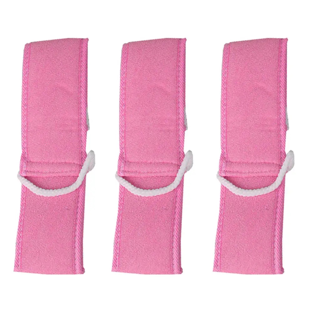3pcs Natural Loofah Bath Rubbing Long Bath Towel Shower Massage Scrubber Sponge Skin Cleaning Tool - Цвет: Розовый