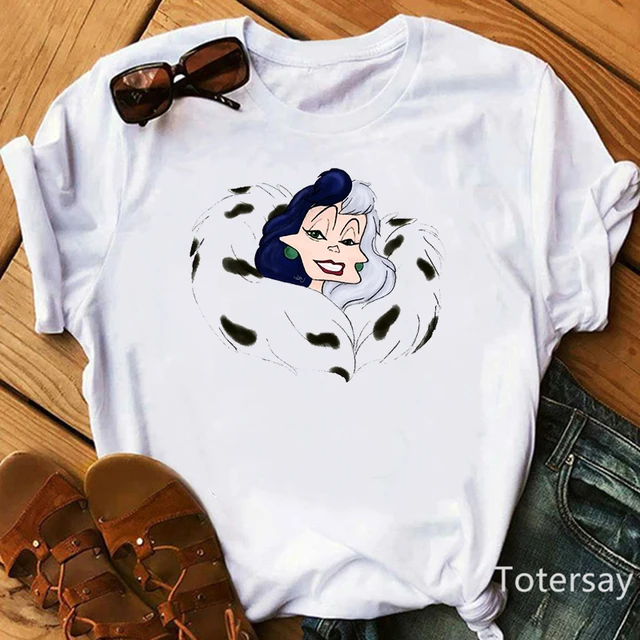 Women T Shirts Cruella De Vil Dogs Graphic T-shirt Female Clothes  Funny Cartoon T shirt Summer Tops Casual Oversized M1035
