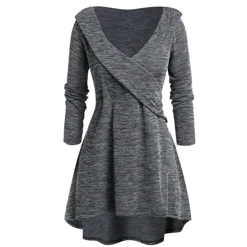 Spring Autumn Knitted A-line Dress Women Long Sleeve Mini Swing Dress Stetch Sexy V-neck Casual Dresses Vestidos Plus Size 5XL