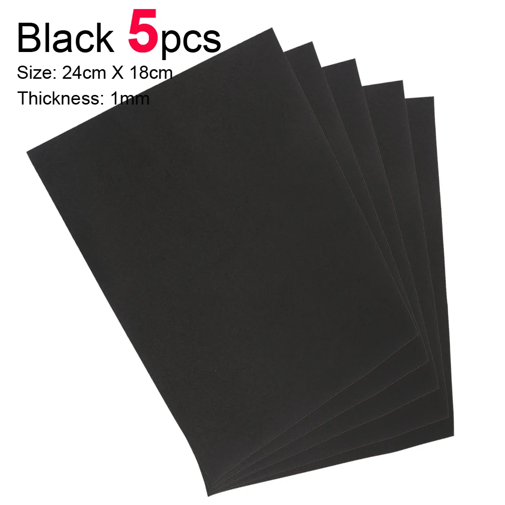 Black 5pcs ICERIO, 5 шт., 1 мм, тонкие, для завязывания мушек, пенопластовая бумага EVA, плавающие пенопластовые полоски для бункера, сухая муха, материал корпуса - Цвет: Black 5pcs