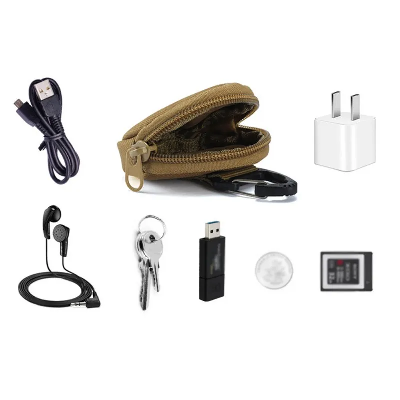

Portable Tactical Bag Storage Bag Army Fans Outdoor Camping Keychain Holder Case Waist Pack EDC Wallets Pouch Bag Carabiner Clip