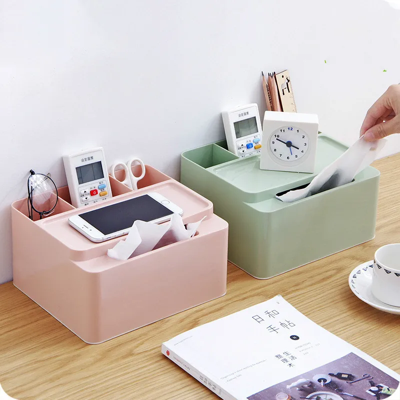 

Multifunctional Paper Towel Box Living Room Desktop Remote Controller Makeup Cosmetic Storage Box Napkin Paper Container