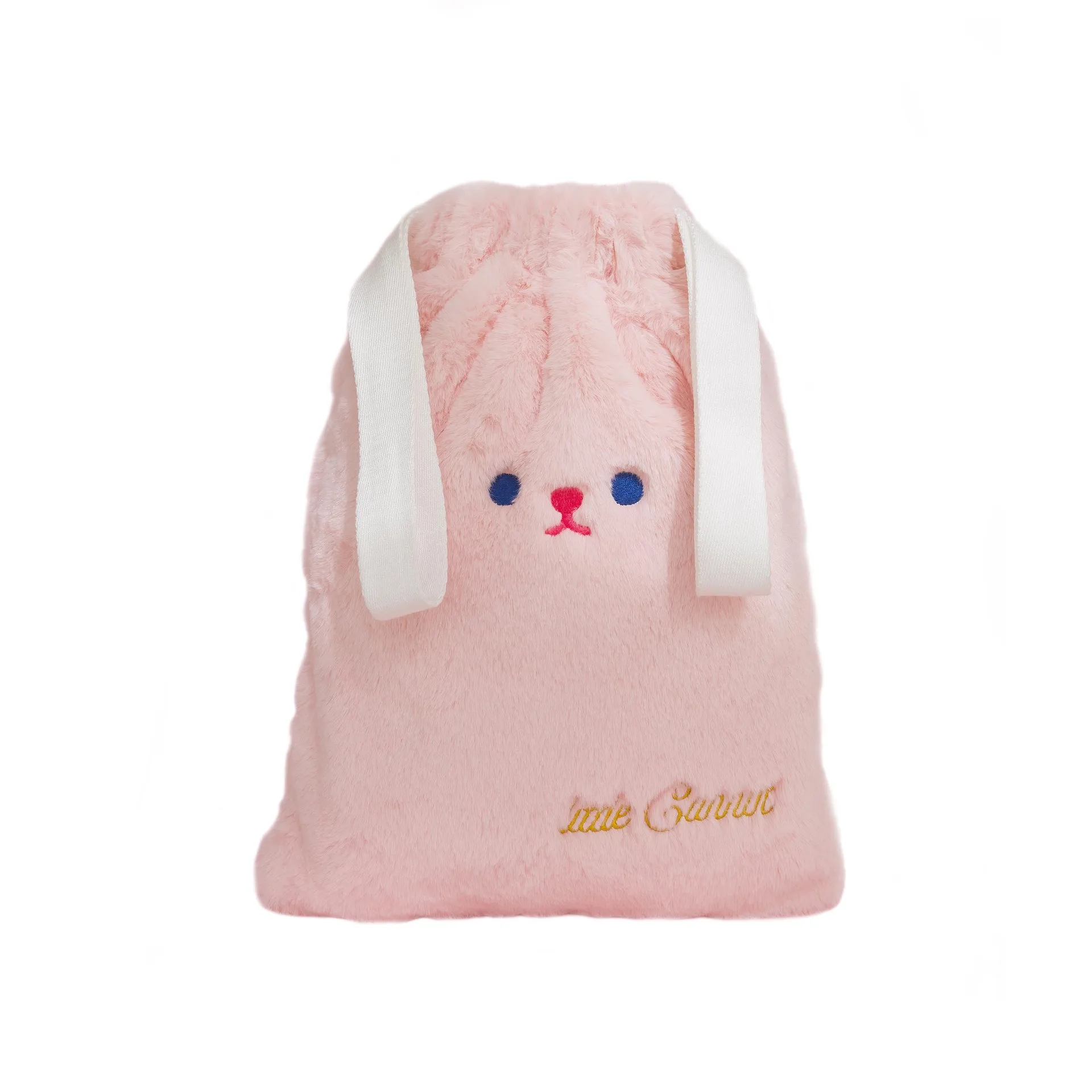 Bentoy Cute Dog Embroidery Drawstring Bag Plush Travel Clothes Organizer Tote Handbag Bouquet Pocket Women Shoulder Bag - Цвет: pink