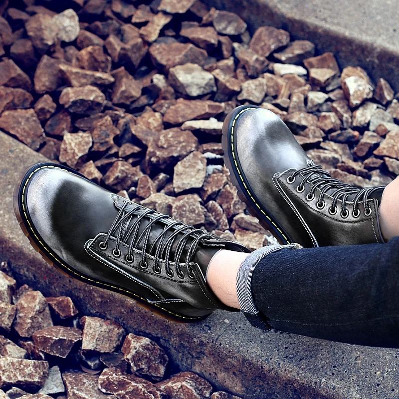 Mens Ankle Boot Martin Winter Boot Biker Boot for Men Leather Genuine Chelsea Boot Fashion Platform Boot Designer Chunky Boot 47