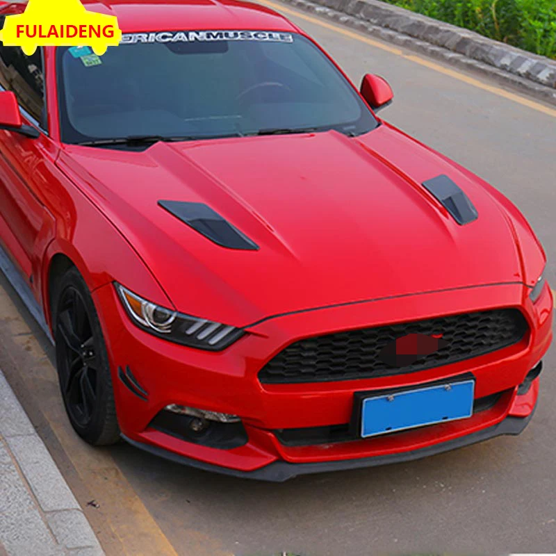 2 шт. для Ford Mustang GT- ABS черное углеродное волокно крышка двигателя воздушный выход отделка автомобиля Стайлинг Аксессуары