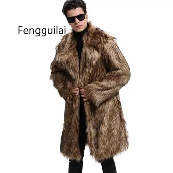 

Men Fur Coat Winter Warm Outwear Coats Faux Fur Men Punk Parka Jackets Hombre Thick Leather Overcoat Genuine Fur Brand Clothing