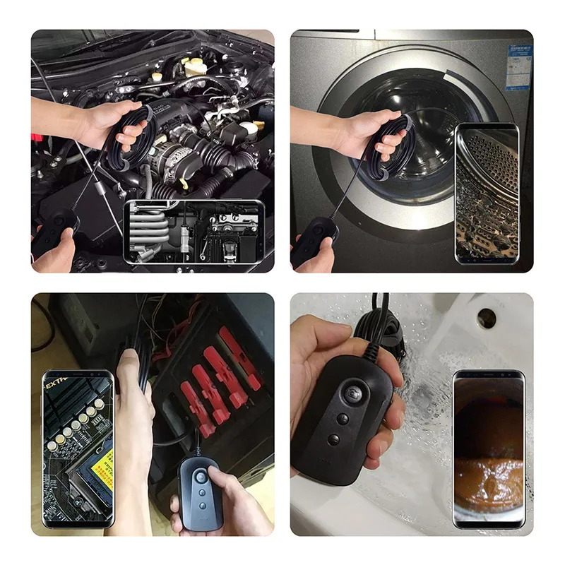 Камера для осмотра бороскопа Wi Fi 5 мм 1080P HD iPhone Android 2 Мп полужесткая змеиная камера