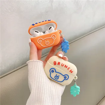 

Korea Cute Cartoon Brunch Brother Headphone Case For Apple Airpods 1 2 3 Pro Soft Silicone Bear Wireless Bluetooth Headset Cover