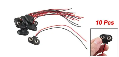 

Promotion! SODIAL(R) 10 Pcs Black Faux Leather Shell T Type Wired 9V Battery Clip Connector