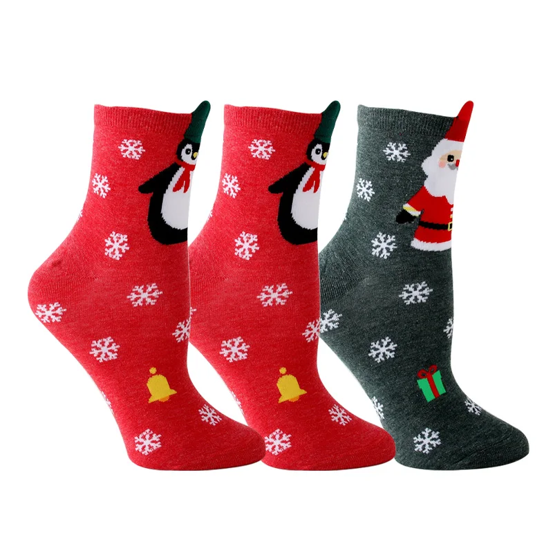 Цветные хлопчатобумажные носки женские милые Носки с рисунком каваи Носки с рисунком лося смешной Рождественский подарок для девочек 3 пар/лот# F - Цвет: G 3 pairs