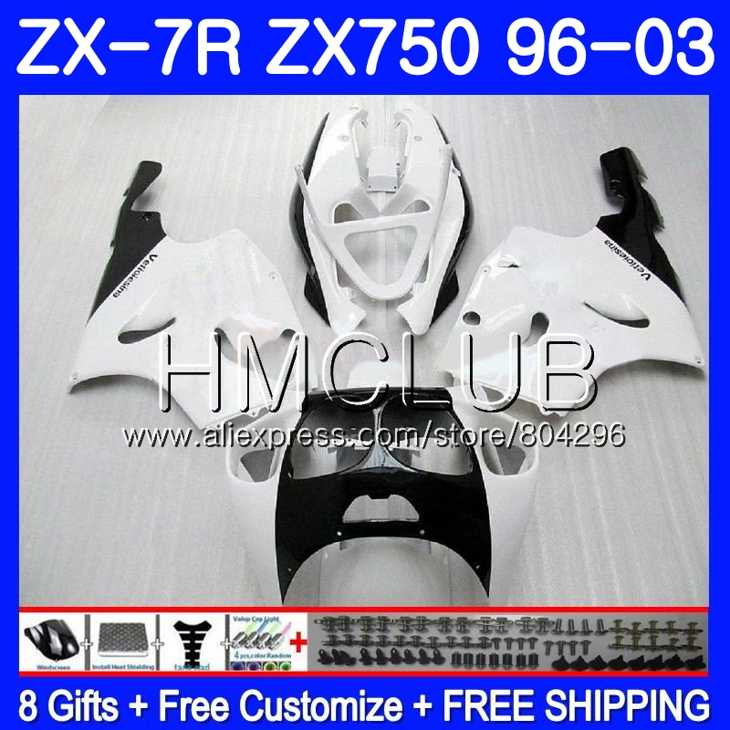 Средства ухода за кожей для KAWASAKI NINJA ZX750 ZX 7R 1997 1998 2003 11JK. 21 ZX 7 R 750 CC ZX-7R ZX7R 96 97 98 99 00 01 02 03 обтекатель глянцевый белый - Цвет: No. 1