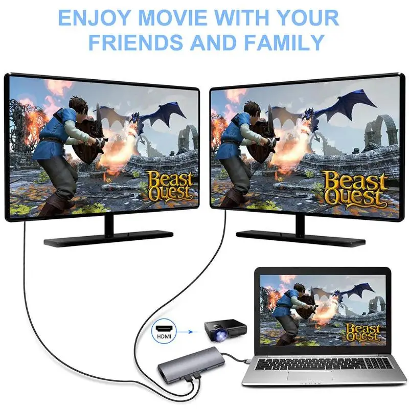 9 в 1 USB C концентратор type-C к RJ45 HDMI 3 USB3.0 TF Аудио зарядка PD адаптер