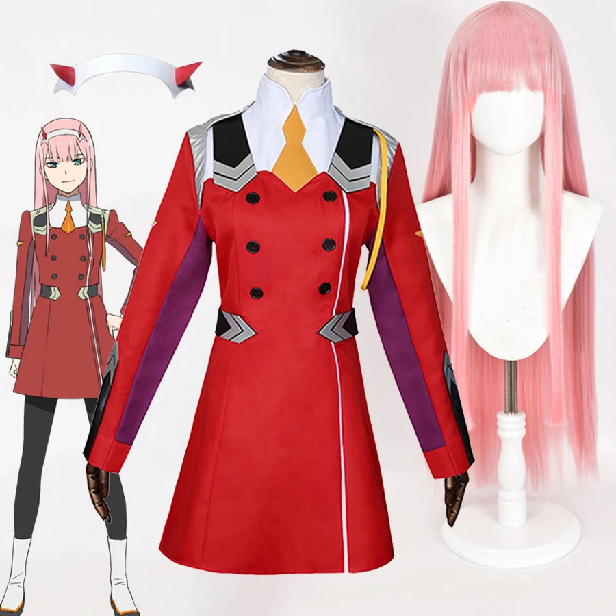 Zero Two Cosplay Costume Dress DARLING in the FRANXX 02 Wig Headwear