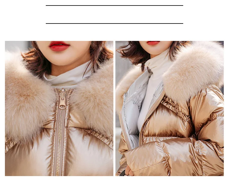 Женская зимняя пуховая куртка, светоотражающая и пуховая куртка из натурального меха, женская уличная куртка,, более размер d, теплая парка, верхняя одежда больших размеров
