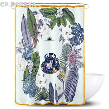 

Tropical plant gooseberry macrame Bath Curtains Waterproof Polyester Fabric retro Shower Curtains Screen with Hooks Accessories