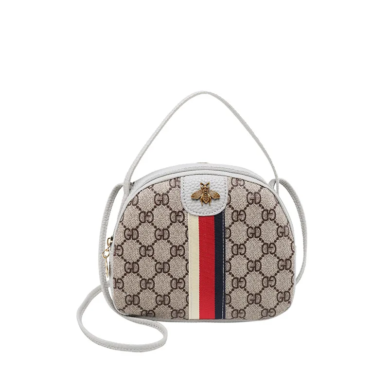 

2019 New Style Fashion Pattern Cloth Shoulder Bag Korean-style Weaving Bees Women's Shoulder College Style Small round Bag