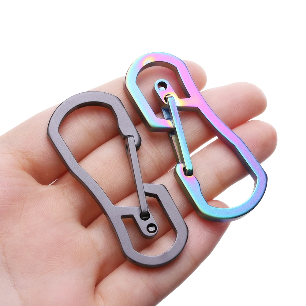 8 Shape Titanium Plating Climbing Carabiner Camping Clip Key Ring Hook Keychain Holder