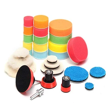 

29 PCS Reusable Auto Round Tools Sponge Polishing Pad Set Washable Waxing Disc Bendable Buffing Practical Car Accessories