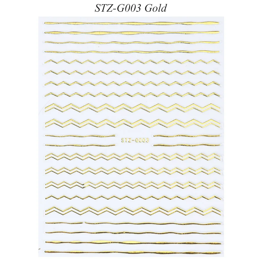 1 шт стикер для ногтей Золотой Серебряный металлический Кривой полосы линии клейкая полоска многоразмерная 3D наклейка s для маникюра JISTZ-G001-013