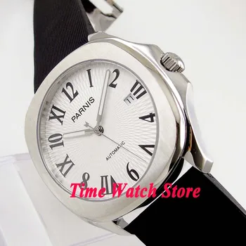 

Parnis 40mm square case white dial luminous deployant clasp 21 jewels MIYOTA Automatic movement Men's watch men 901