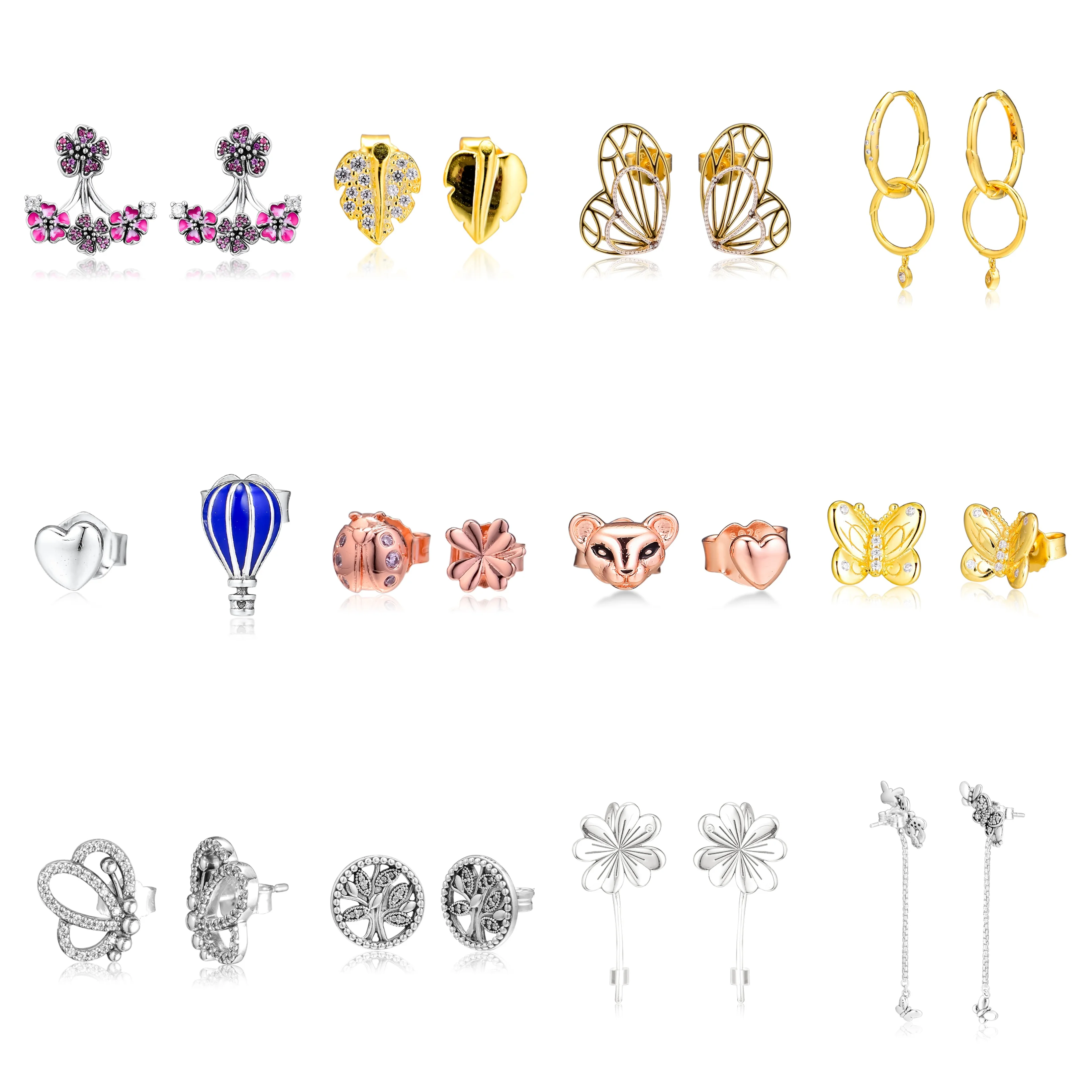 Новинка, 925 пробы, Серебряное цветущее персиковое дерево жизни, ажурная Сережка-гвоздик в форме бабочки, Очаровательная сковорода, оригинальные ювелирные изделия для женщин, подарок