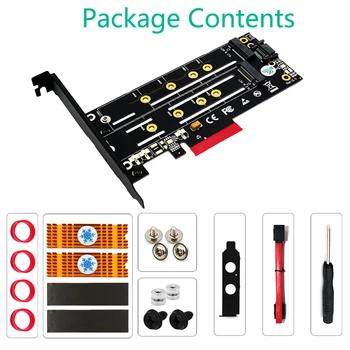 

LED SSD Converter Set 4X SATA 3.0 Adapter M.2 B+M Key to PCI-E for Motherboard Computer Safety Parts SSD Converter Card New