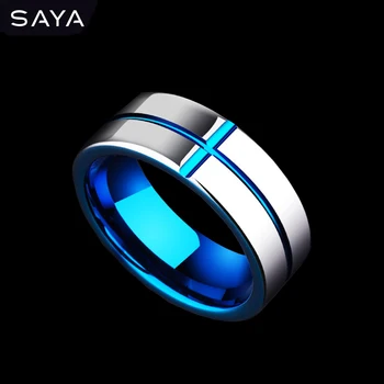 

Plate Blue Tungsten Carbide Ring Fashion Men Ring Wedding Ring 5mm and 8mm