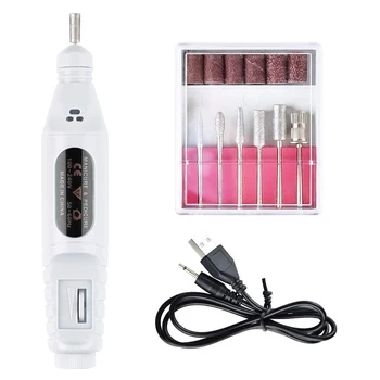 

Electric Manicure Pen Tools with 6 Bits Nail Drill Pedicure Nail File Nail Art for Household Personal Nail Health Care