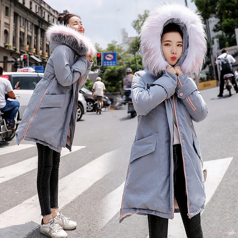 

Cotton-padded Clothes Women's Mid-length 2108 Winter Large Fur Collar Cotton-padded Jacket down Coat Loose Casual Students down