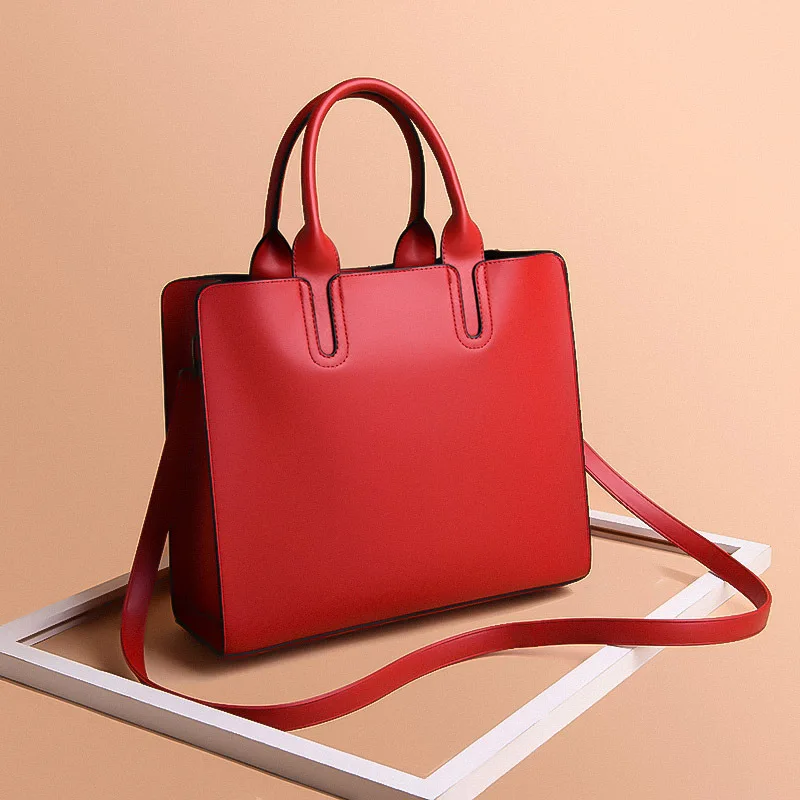 

New Style Fashion WOMEN'S Leather Bags Simple Hand Crossbody Bag Large Capacity Korean-style Middle-aged Inclined Back File Bag