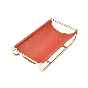 

Nordic Style Iron Leather Storage Tray for Jewelry Phone Key Coin Desktop Rack Q1QC