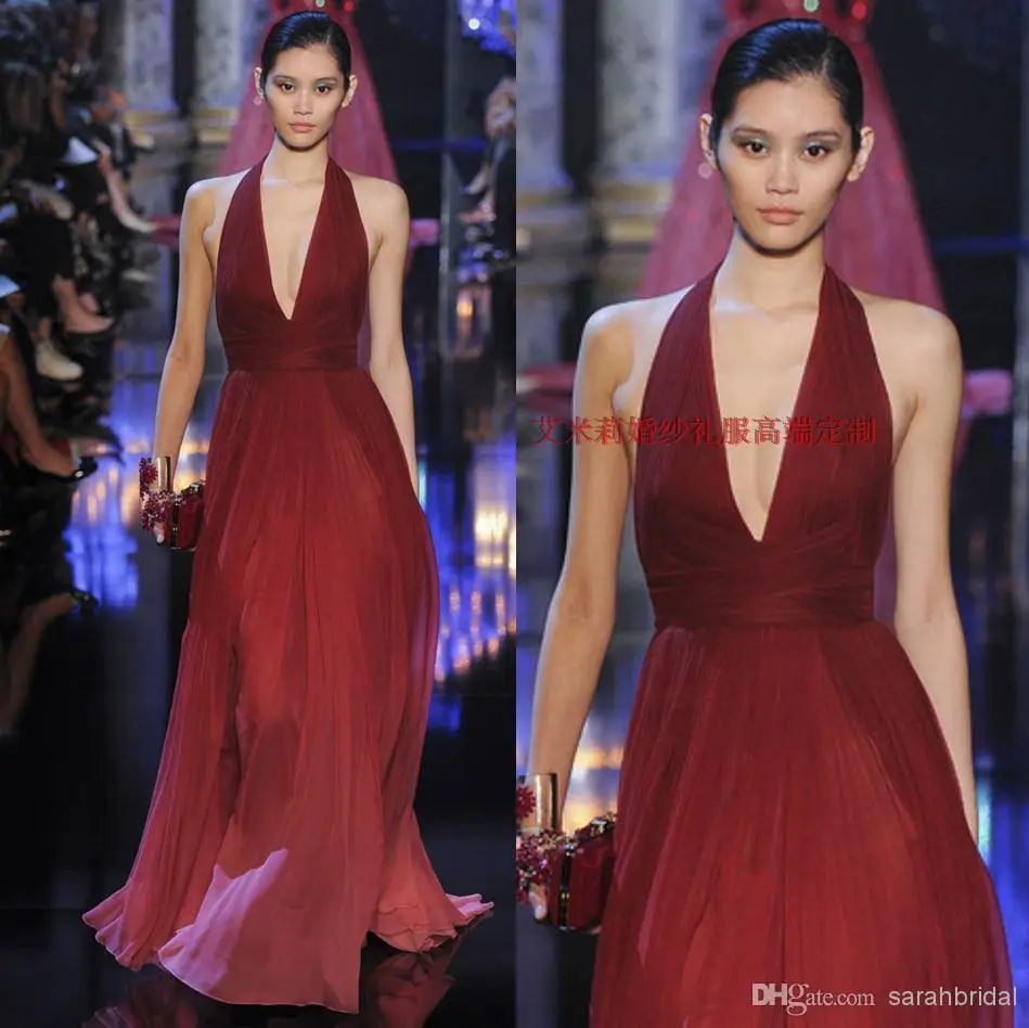 

free shipping robe de soiree Cheap 2014 new fashion sexy v-neck vestido de festa red long party gown Formal evening dresses