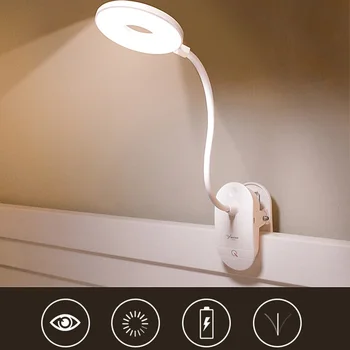 

Portable LED Desk Lamp Touch On/Off Switch Eye Protection Clip Table Light 3 Modes Dimmable USB Rechargeable Desk Lights