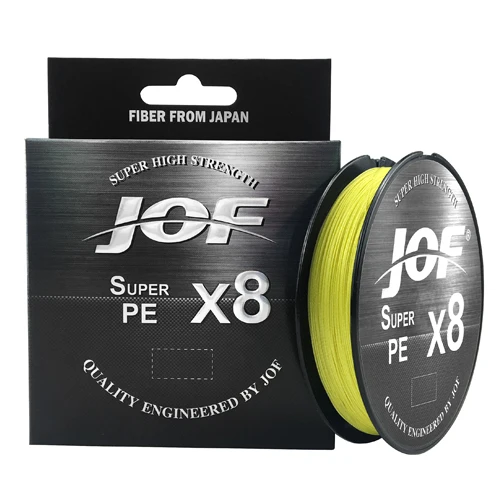 JOF 8 Weaves Multifilament Fishing Line 150M 300M 500M 8 Strands Braided Fishing Line PE Line 15 20 30 40 50 60 80 100LB Hi-Vis Yellow